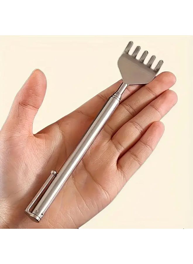 Retractable Back Scratcher Heavy Duty Stainless Steel Extendable With Massager Tip - Image 1